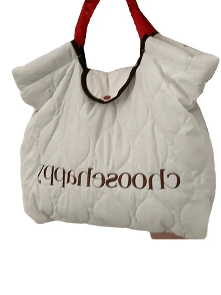 Quilted Slogan Tote Bag