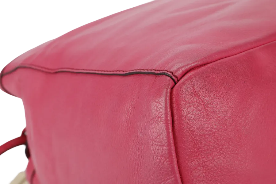 RABEANCO PINK LEATHER 2 WAY USE BAG WITH DUST COVER
