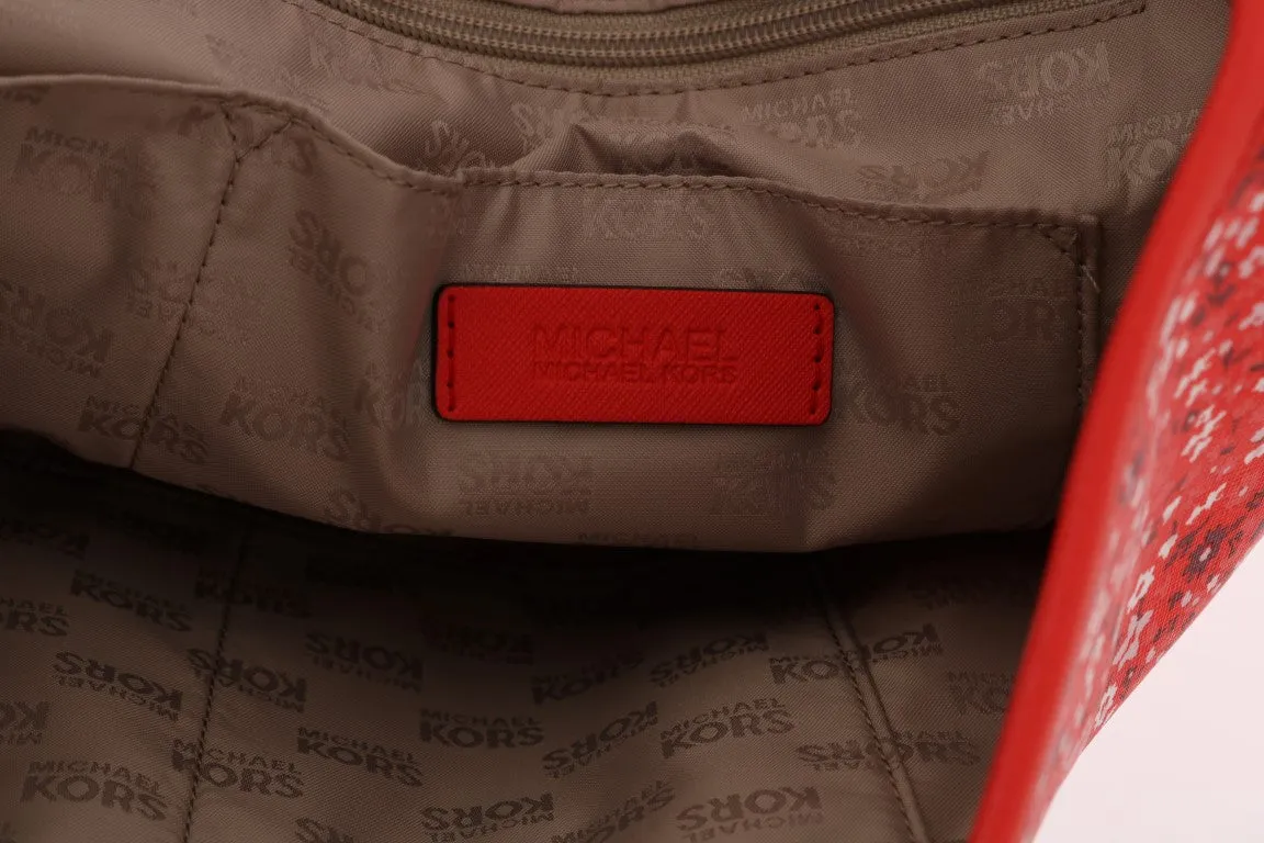 Red JET SET TRAVEL Leather Tote Bag Carryall
