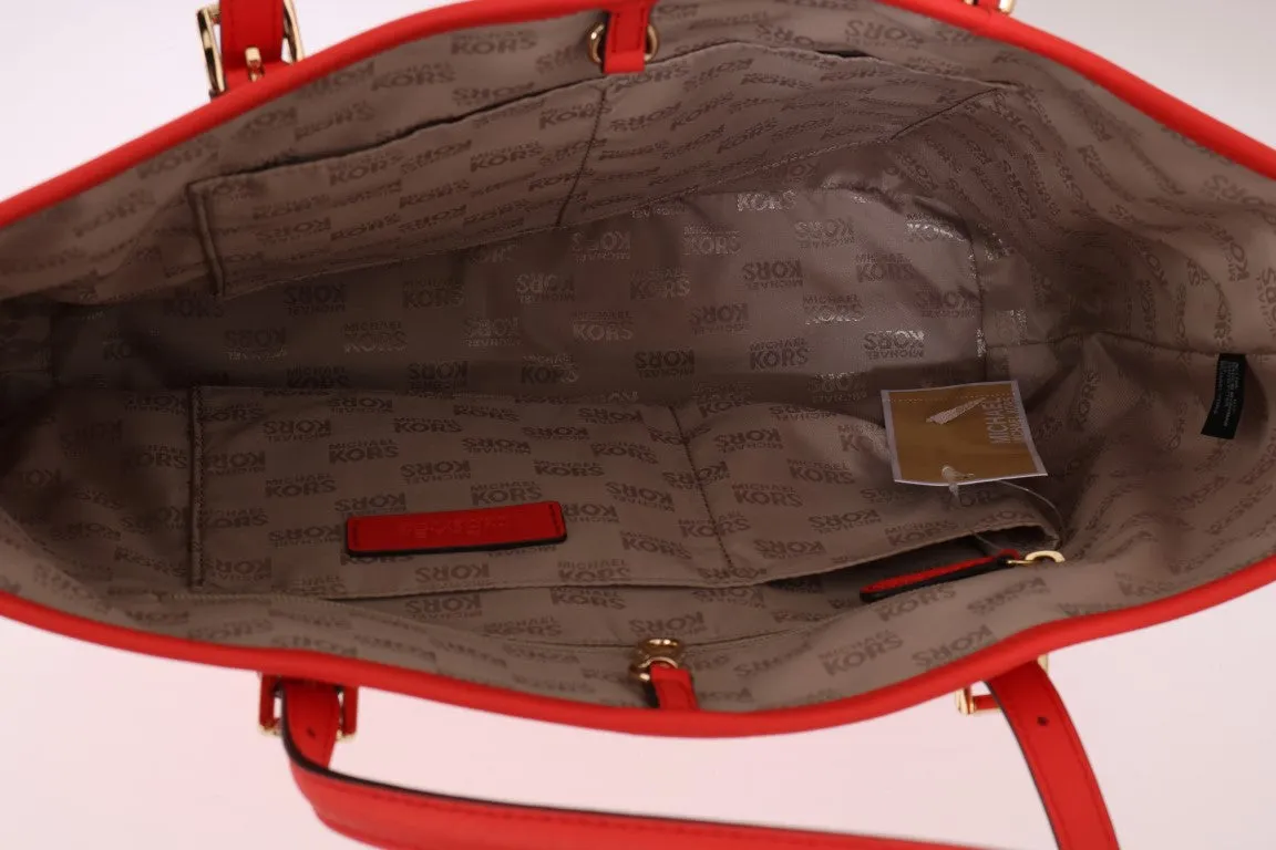 Red JET SET TRAVEL Leather Tote Bag Carryall