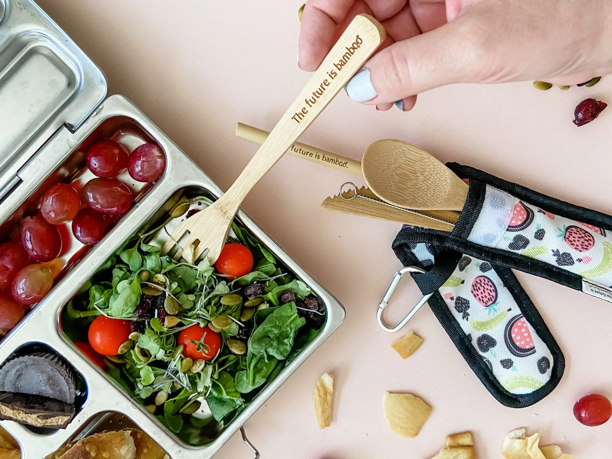 Reusable Bamboo Utensil Kit Summer Fruit