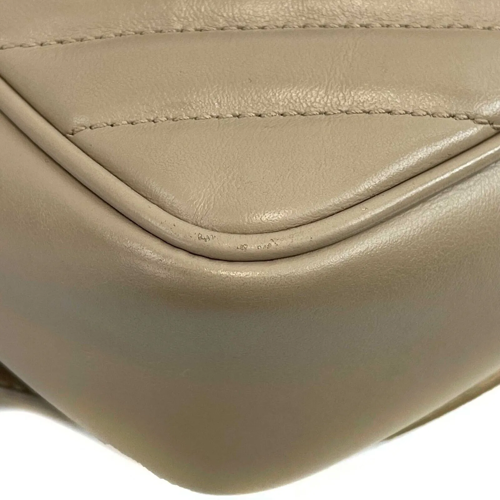Saint Laurent - YSL Dark Beige Chevron Leather Small Camera Bag w/ Tassel Crossbody