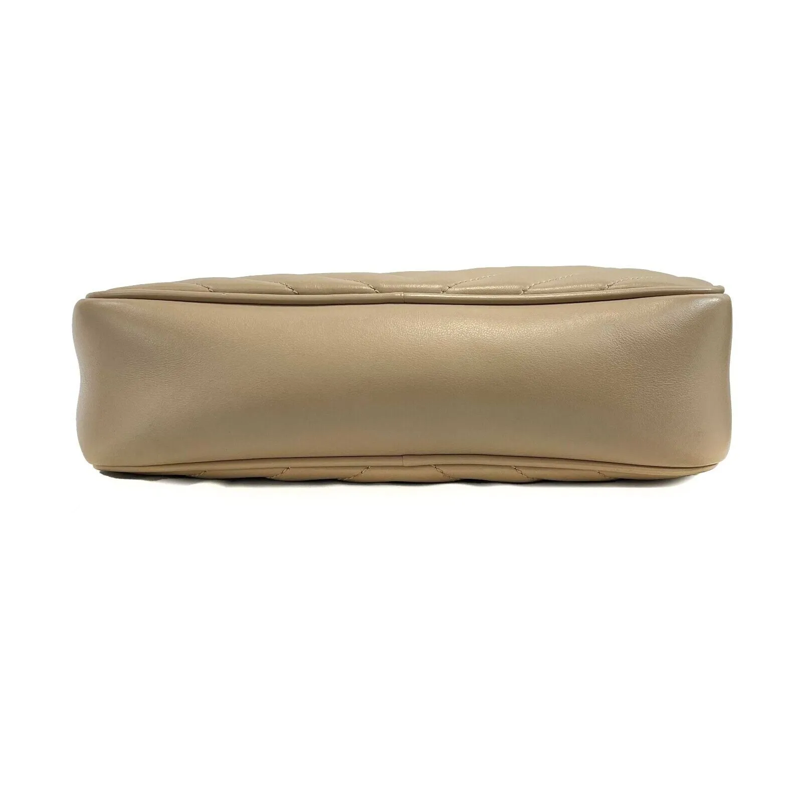 Saint Laurent - YSL Dark Beige Chevron Leather Small Camera Bag w/ Tassel Crossbody