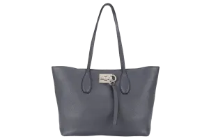 SALVATORE FERRAGAMO STUDIO TOTE BAG GRAY LEATHER GOLD HARDWARE NO DUST COVER