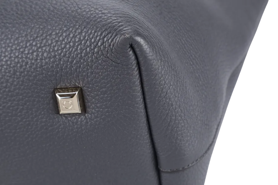 SALVATORE FERRAGAMO STUDIO TOTE BAG GRAY LEATHER GOLD HARDWARE NO DUST COVER