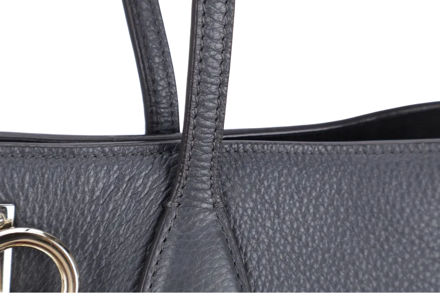 SALVATORE FERRAGAMO STUDIO TOTE BAG GRAY LEATHER GOLD HARDWARE NO DUST COVER