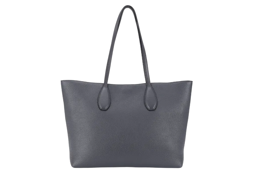 SALVATORE FERRAGAMO STUDIO TOTE BAG GRAY LEATHER GOLD HARDWARE NO DUST COVER