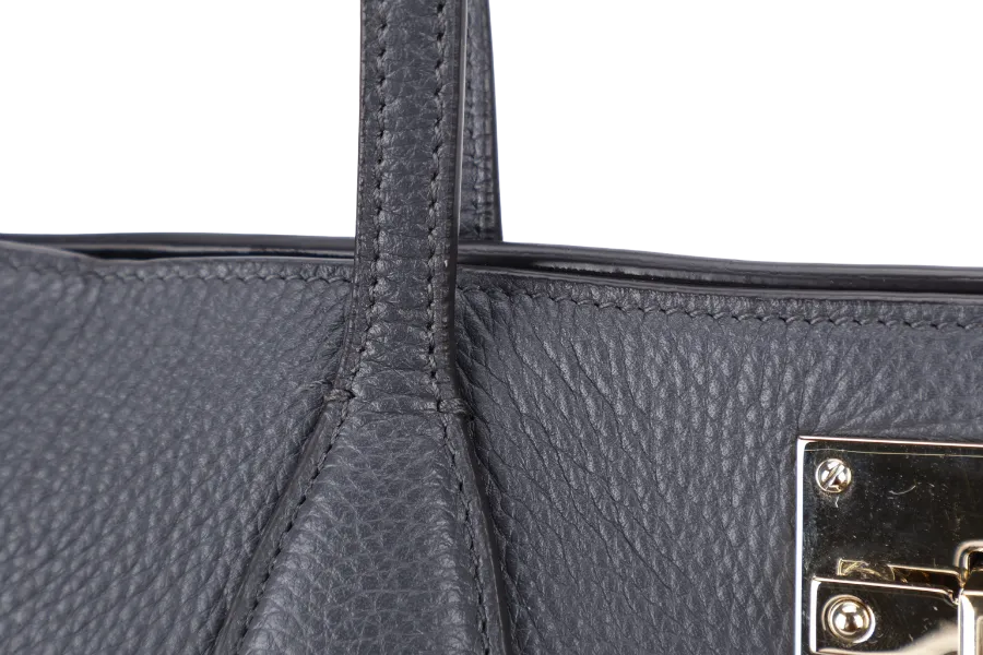 SALVATORE FERRAGAMO STUDIO TOTE BAG GRAY LEATHER GOLD HARDWARE NO DUST COVER