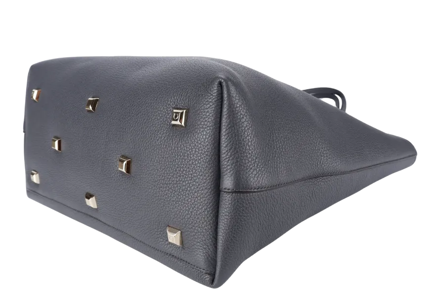 SALVATORE FERRAGAMO STUDIO TOTE BAG GRAY LEATHER GOLD HARDWARE NO DUST COVER