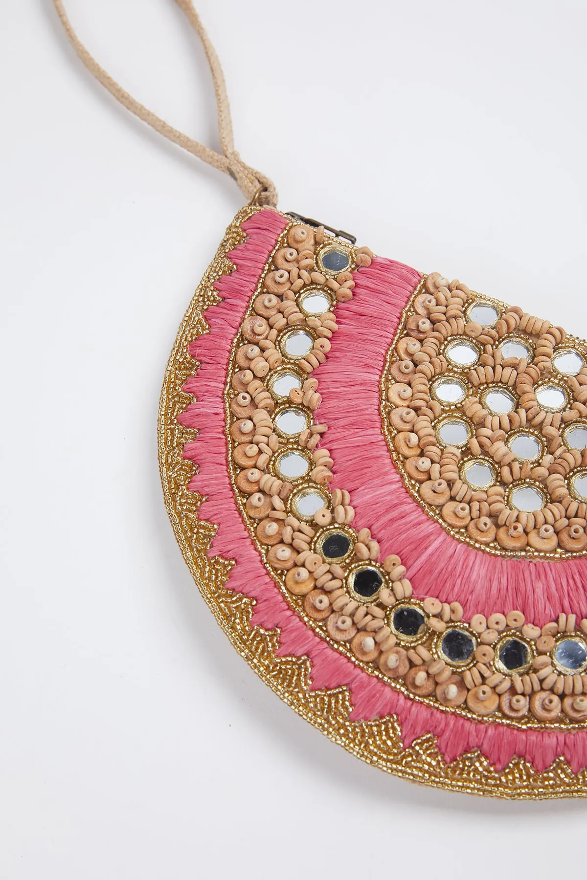 SANDIA RAFFIA CLUTCH WRISTLET BAG