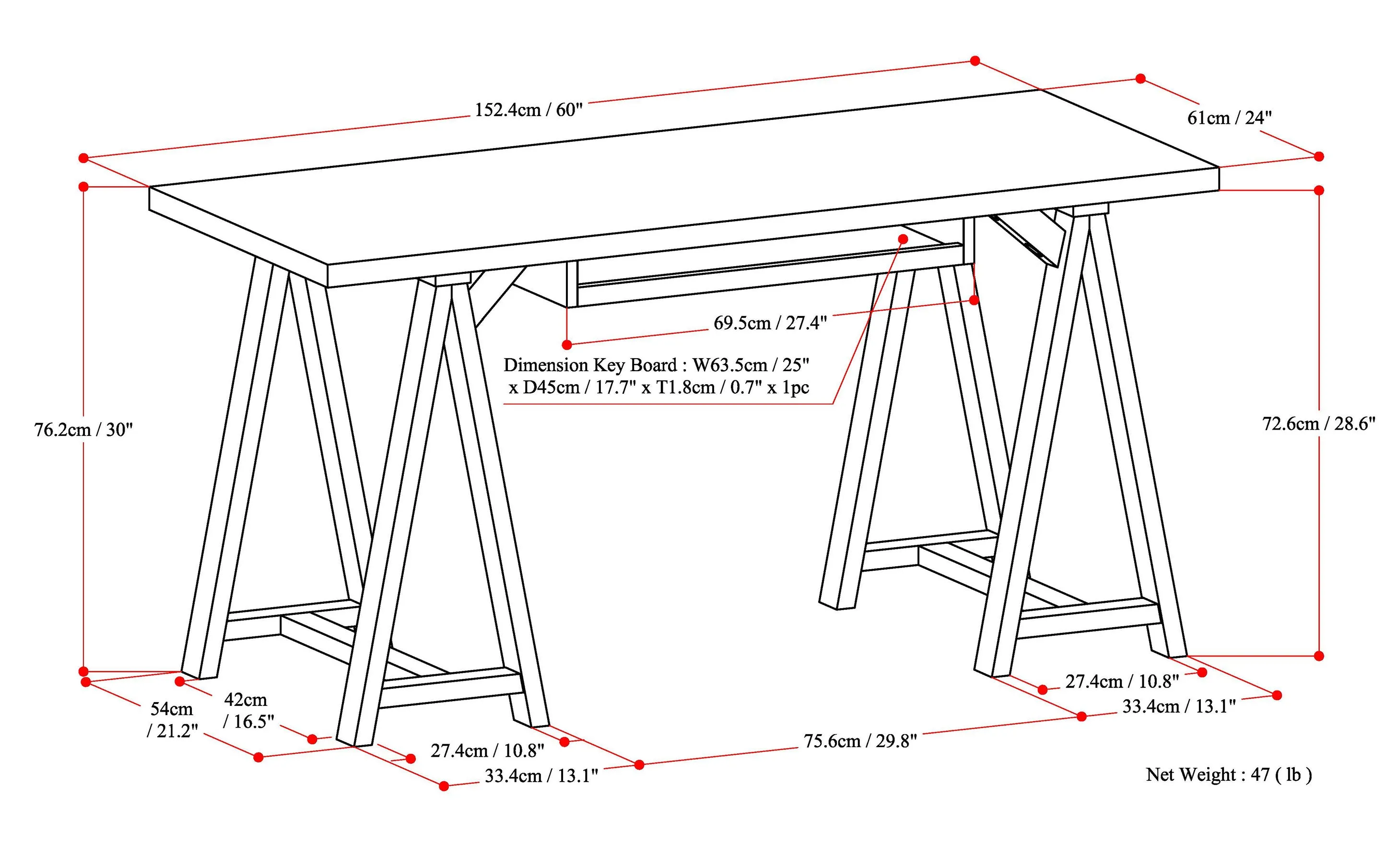 Sawhorse Wide Desk