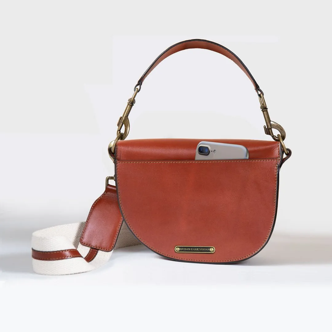 Signature Saddle Bag Cognac Italian Leather & Brass Crossbody Bag