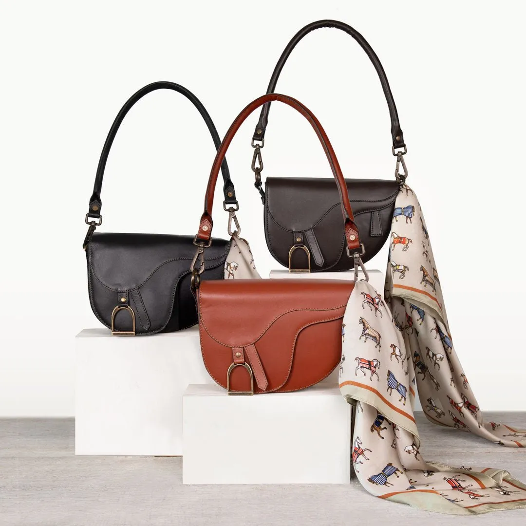 Signature Saddle Bag Cognac Italian Leather & Brass Crossbody Bag