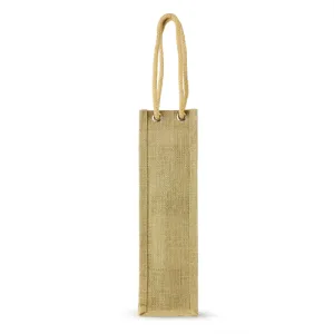 Single Bottle Jute Bag w/Rope Handle