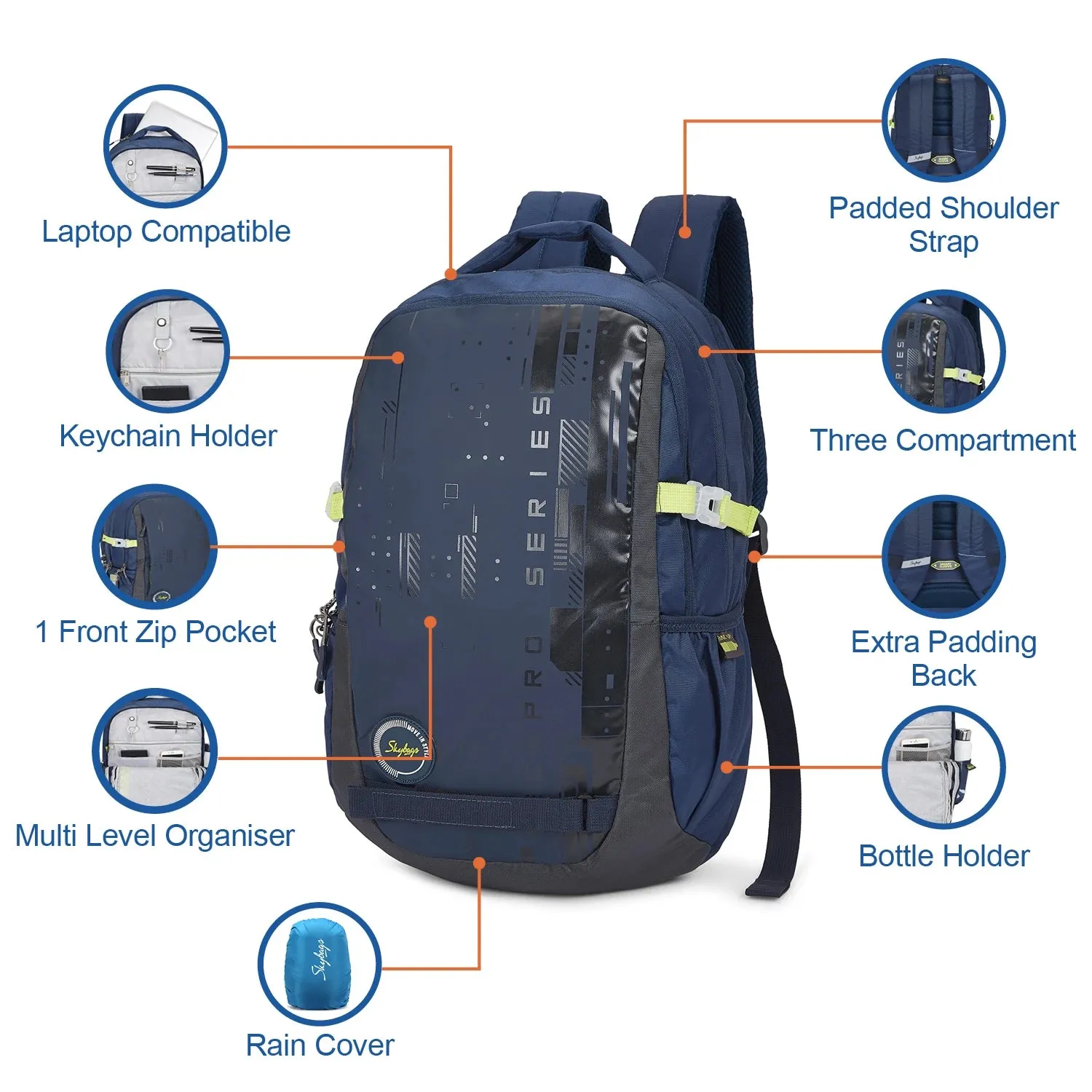 Skybags Valor Pro  01 Laptop Backpack Navy
