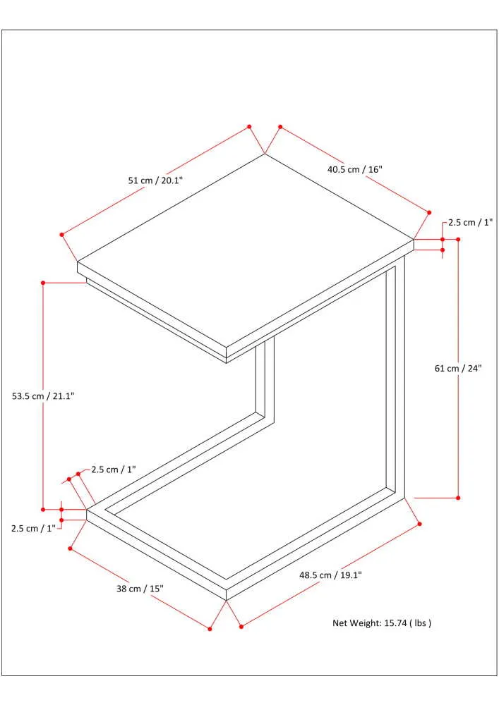 Skyler Wide C Side Table in Mango