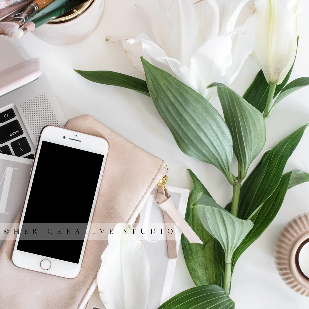 Smart, Lily & Laptop Styled Image