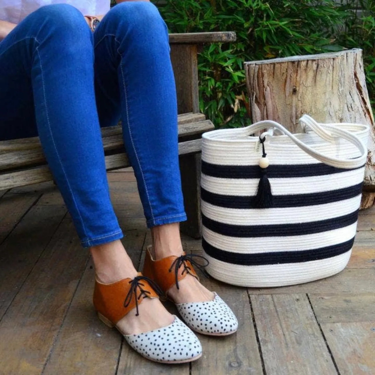 Sophia Tote Ivory & Black