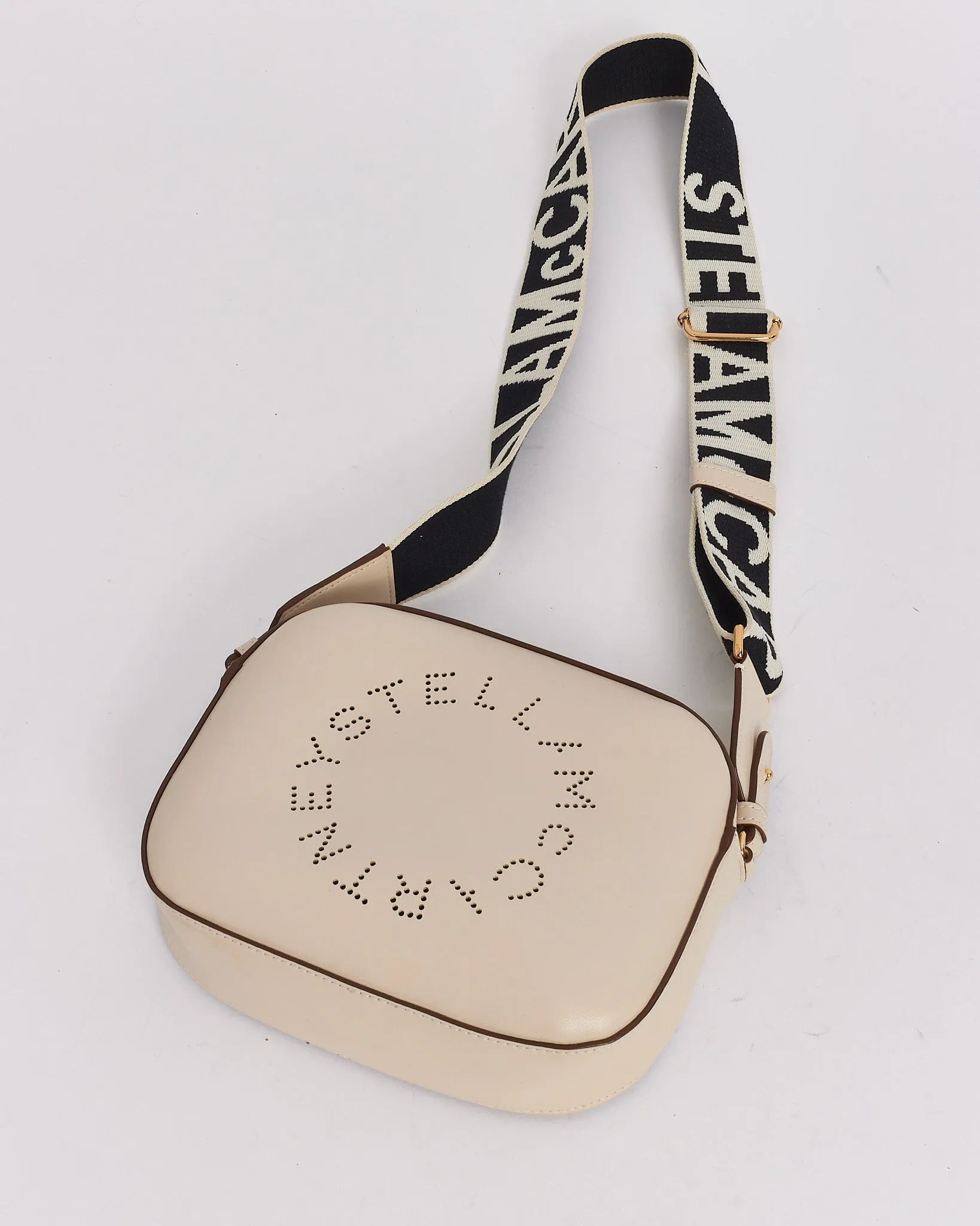 Stella McCartney White Vegan Leather Logo Crossbody Bag