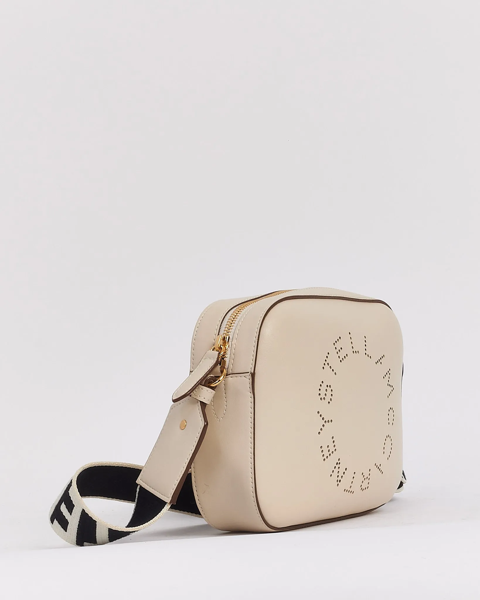 Stella McCartney White Vegan Leather Logo Crossbody Bag