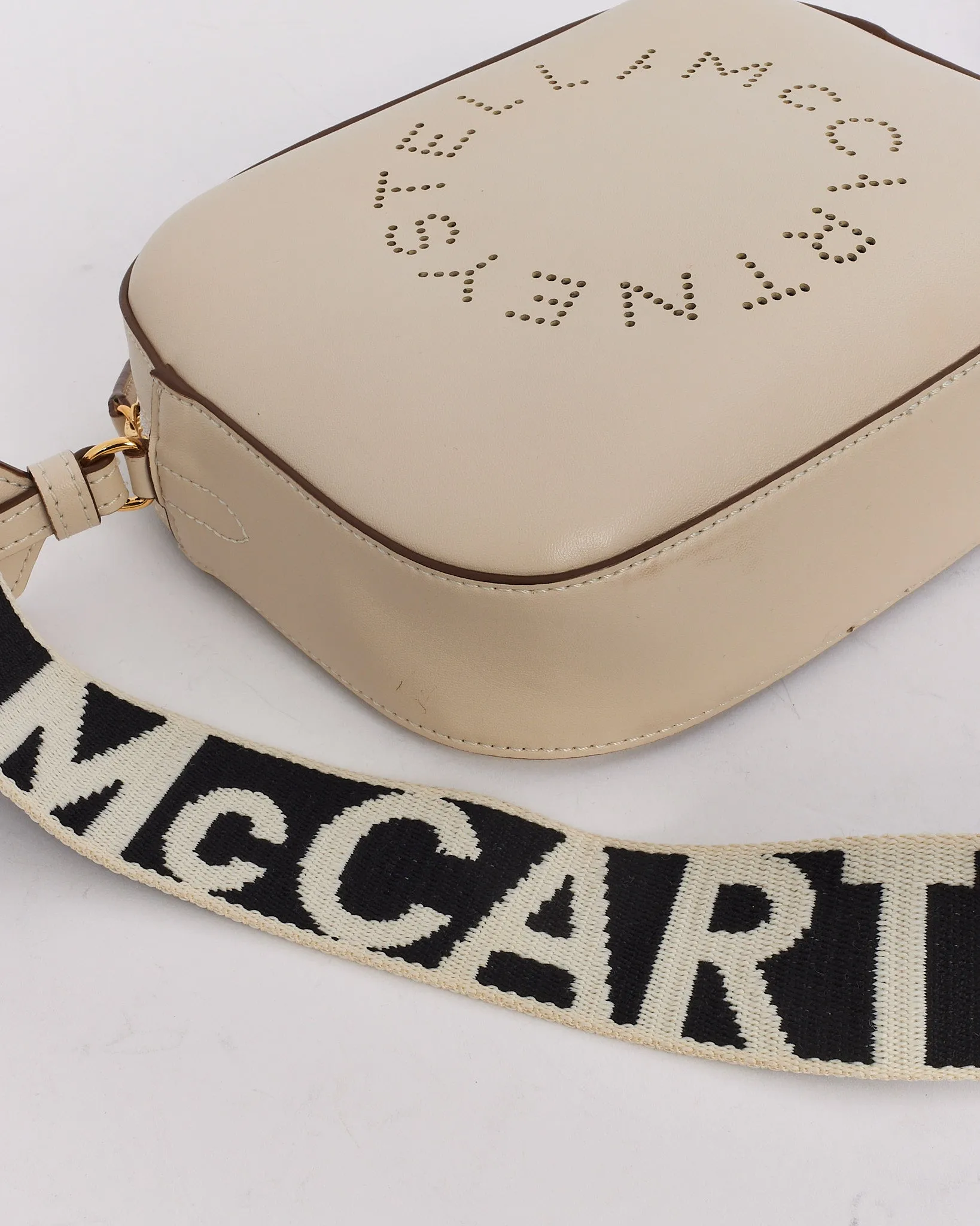 Stella McCartney White Vegan Leather Logo Crossbody Bag