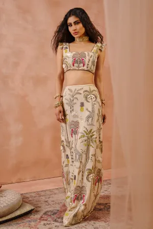 STONE EMBROIDERED CHOLI AND SKIRT
