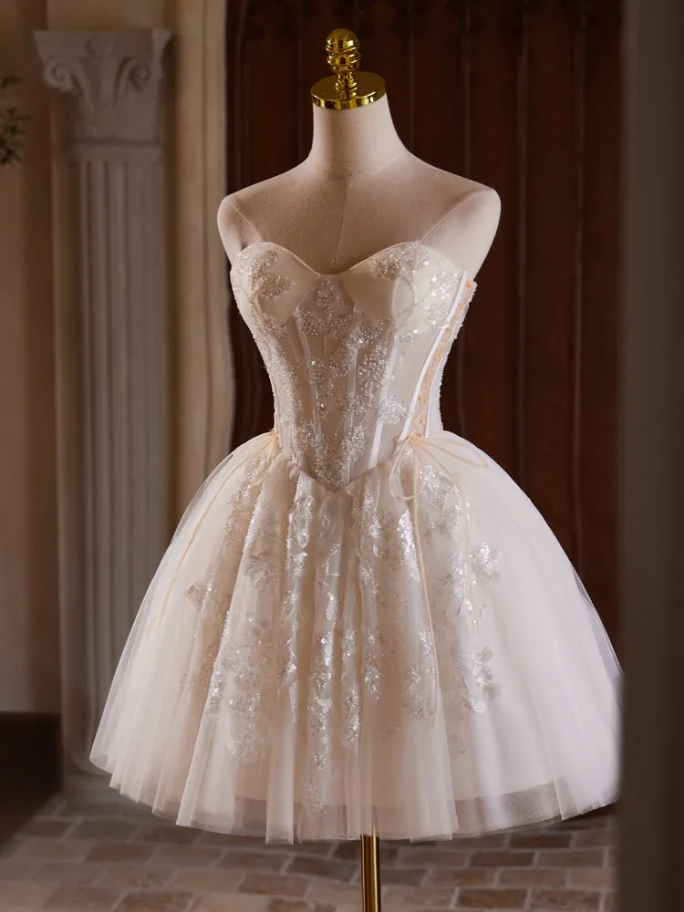 Strapless Ivory Sweetheart Short Homecoming Dresses