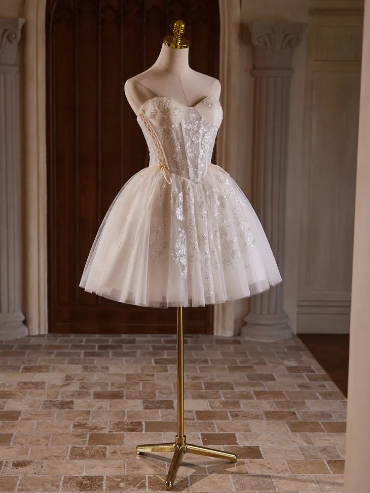 Strapless Ivory Sweetheart Short Homecoming Dresses