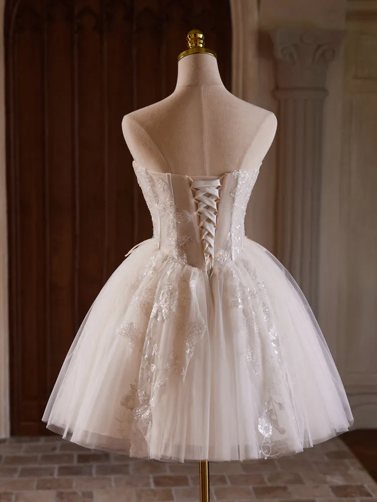 Strapless Ivory Sweetheart Short Homecoming Dresses