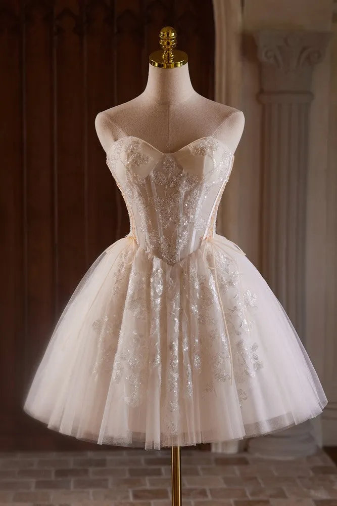 Strapless Ivory Sweetheart Short Homecoming Dresses