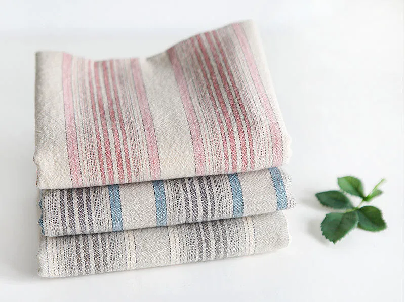 Stripes Cotton Fabric - Pink or Brown - By the Yard 68267