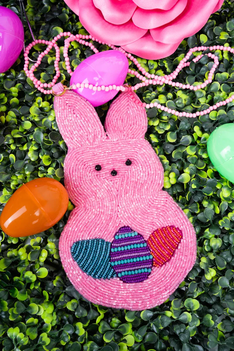 Time To Bounce Pink Petite Seed Bead Purse