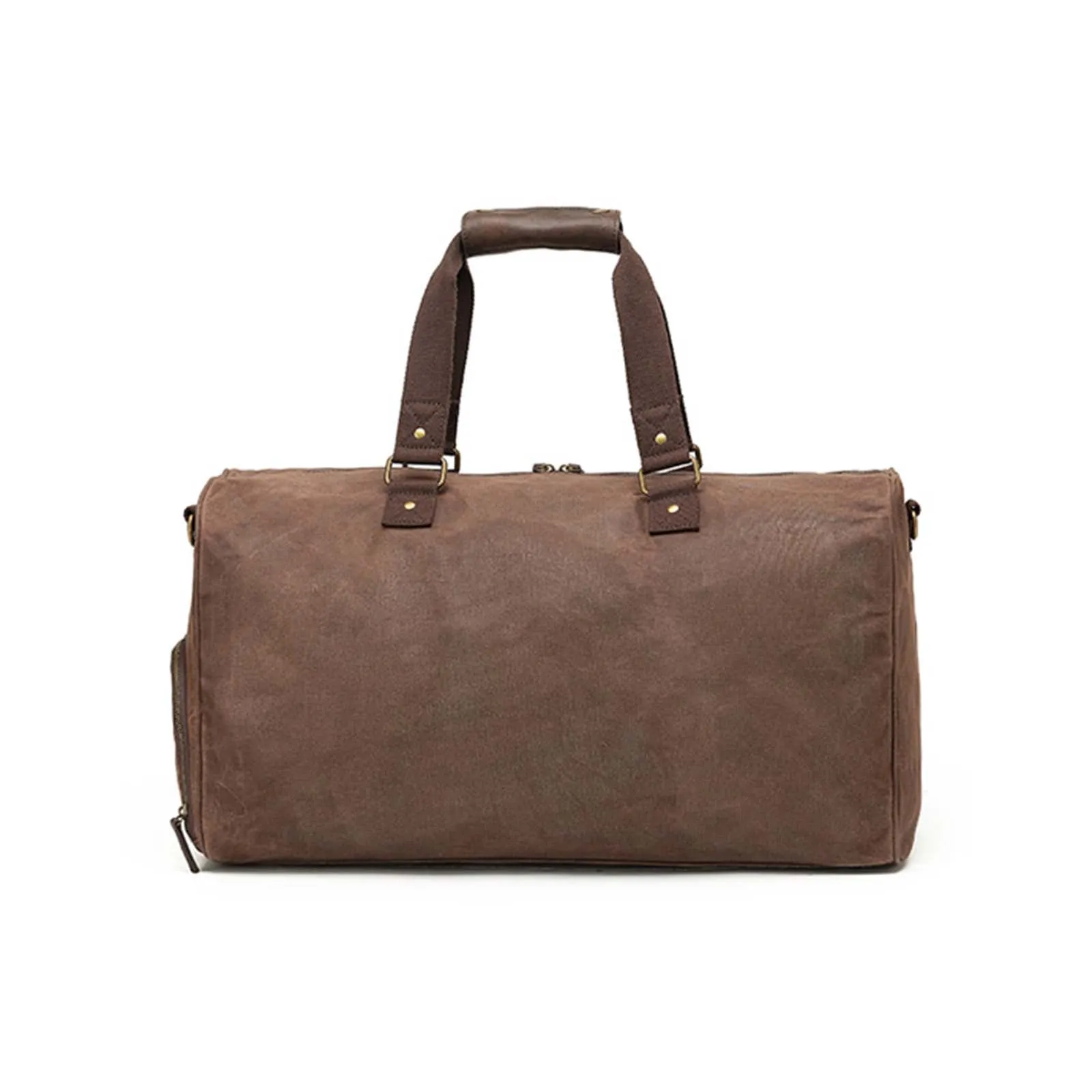Tosca Waxed Canvas Duffel Bag With Pockets Brown