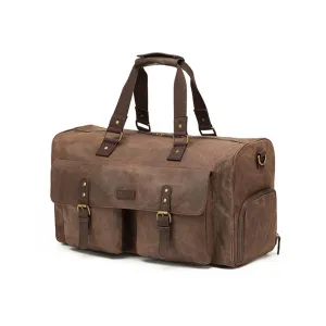 Tosca Waxed Canvas Duffel Bag With Pockets Brown