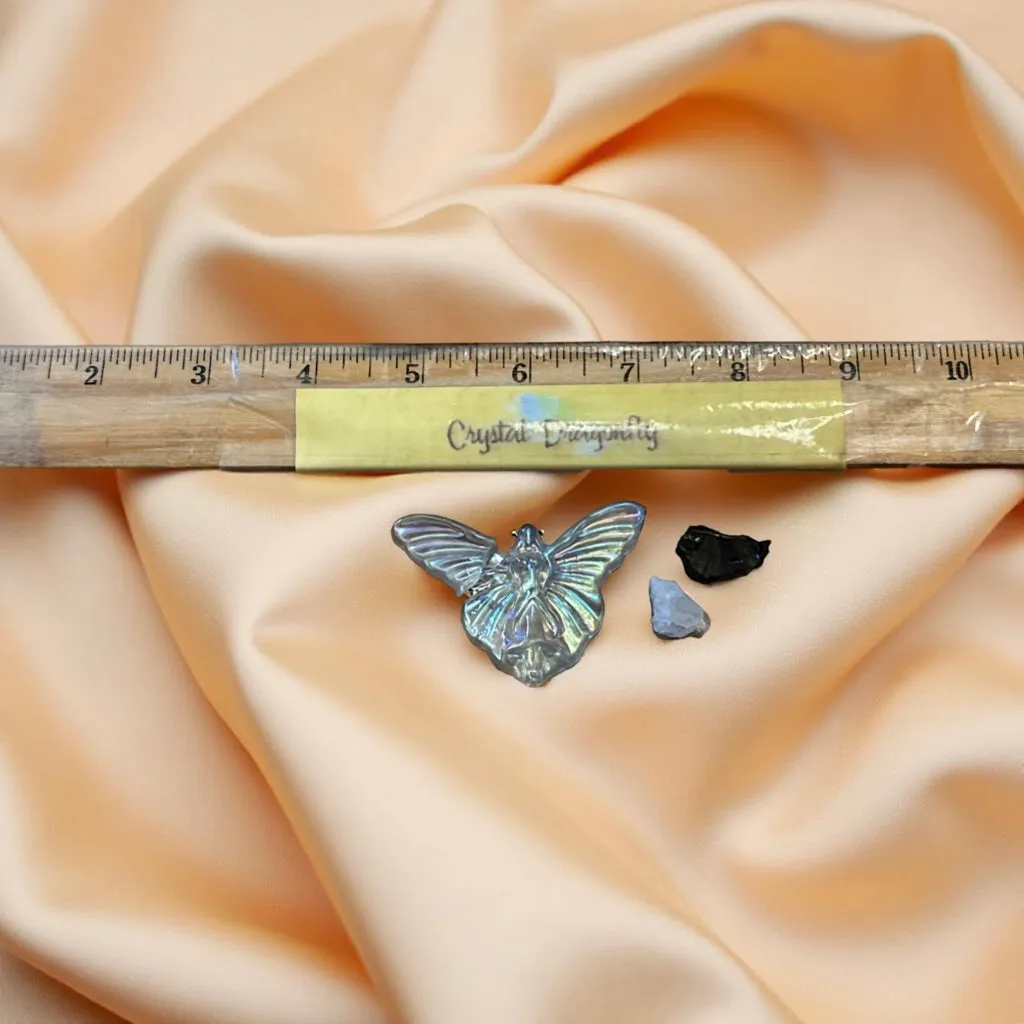 Trio Aura Butterfly, Shungite Piece, Quartz Super Mini Cluster,  3-piece Grab Bag FB1499