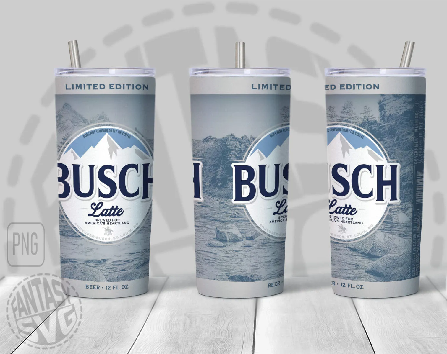 Unofficial Busch Latte Light Beer Logo Can Wrap Limited Edition Great to wrap around tumblers PNG File Printable