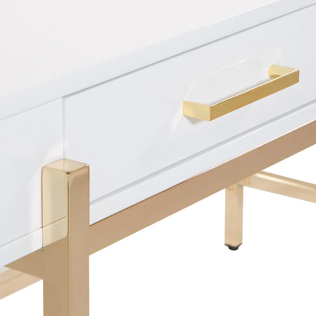 Vallee Desk with Built in Outlets Mercer41 Color: White/Gold