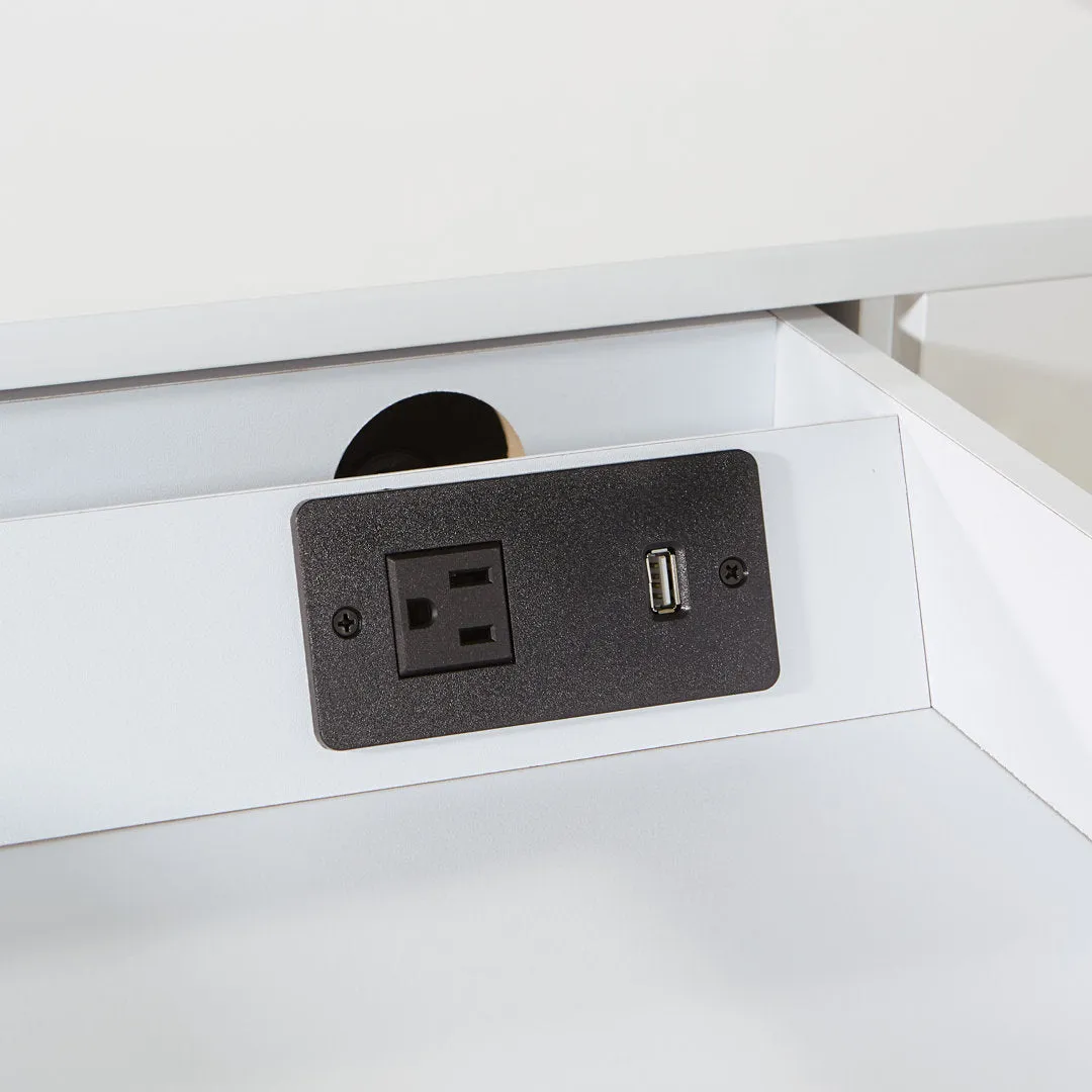 Vallee Desk with Built in Outlets Mercer41 Color: White/Gold