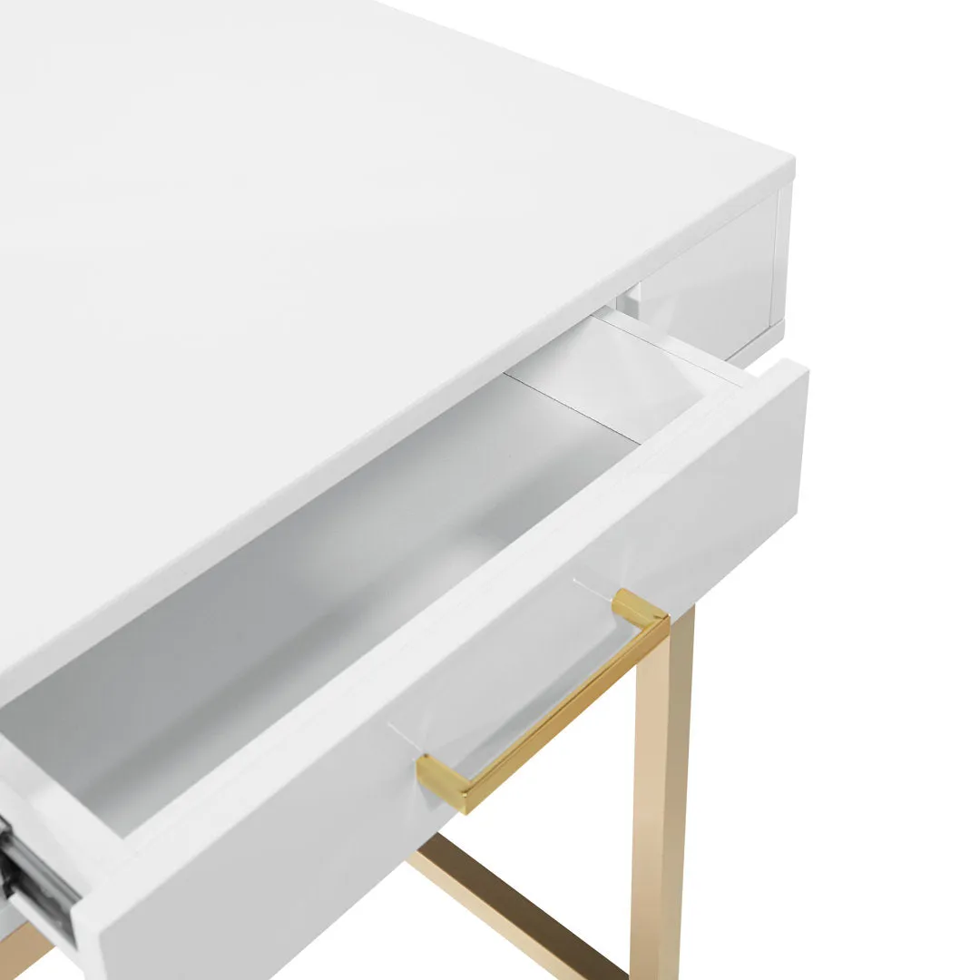 Vallee Desk with Built in Outlets Mercer41 Color: White/Gold