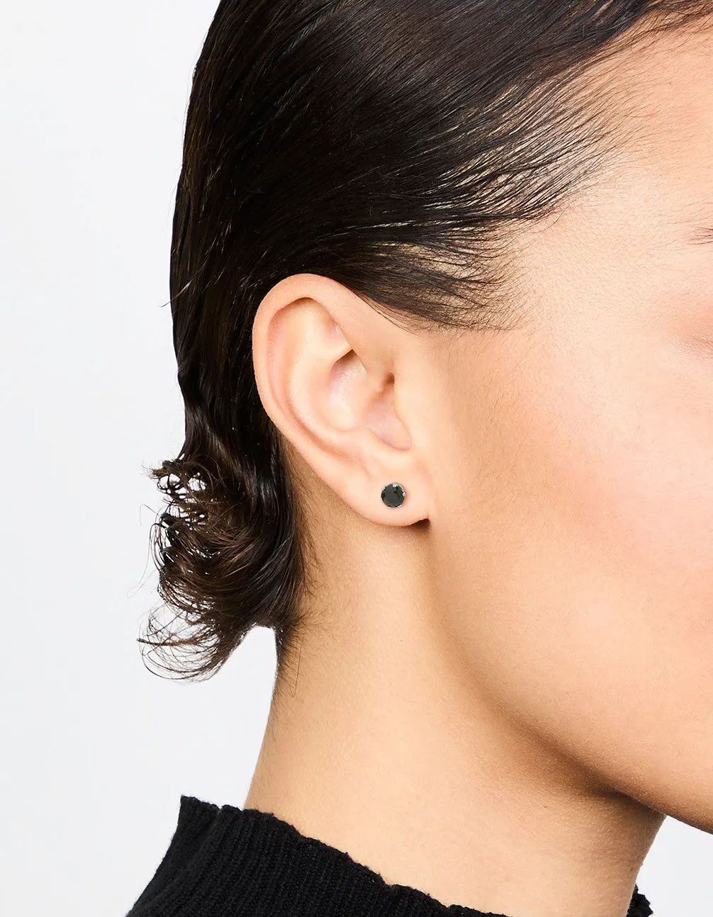 Waterproof Black Diamante Stainless Steel  Stud Earrings