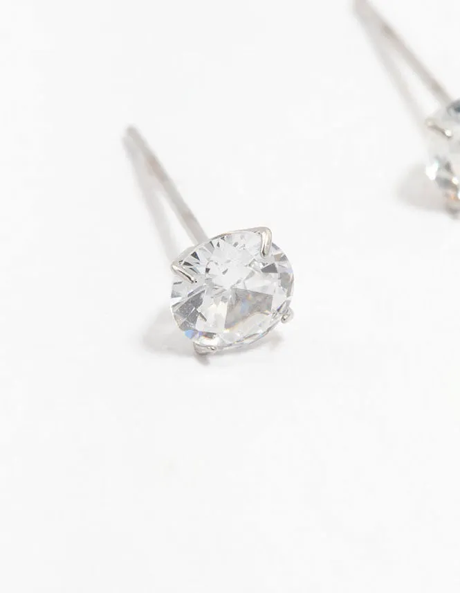 Waterproof Stainless Steel Cubic Zirconia Stud Earrings 5 MM
