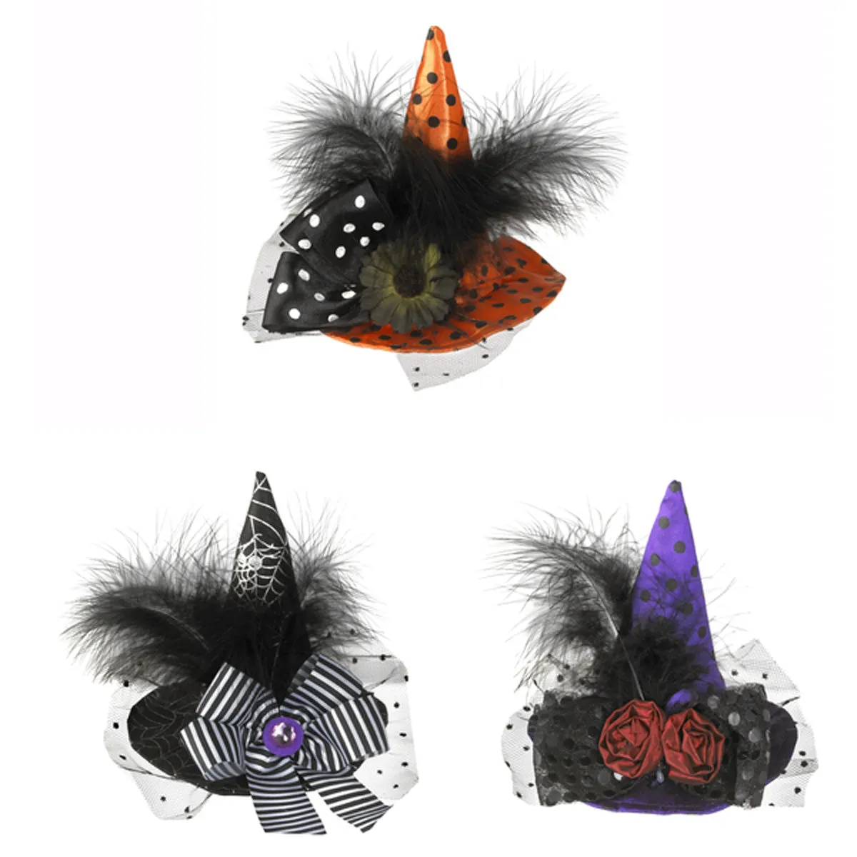 Witch Mini Hat Clip Fascinator, 3 styles